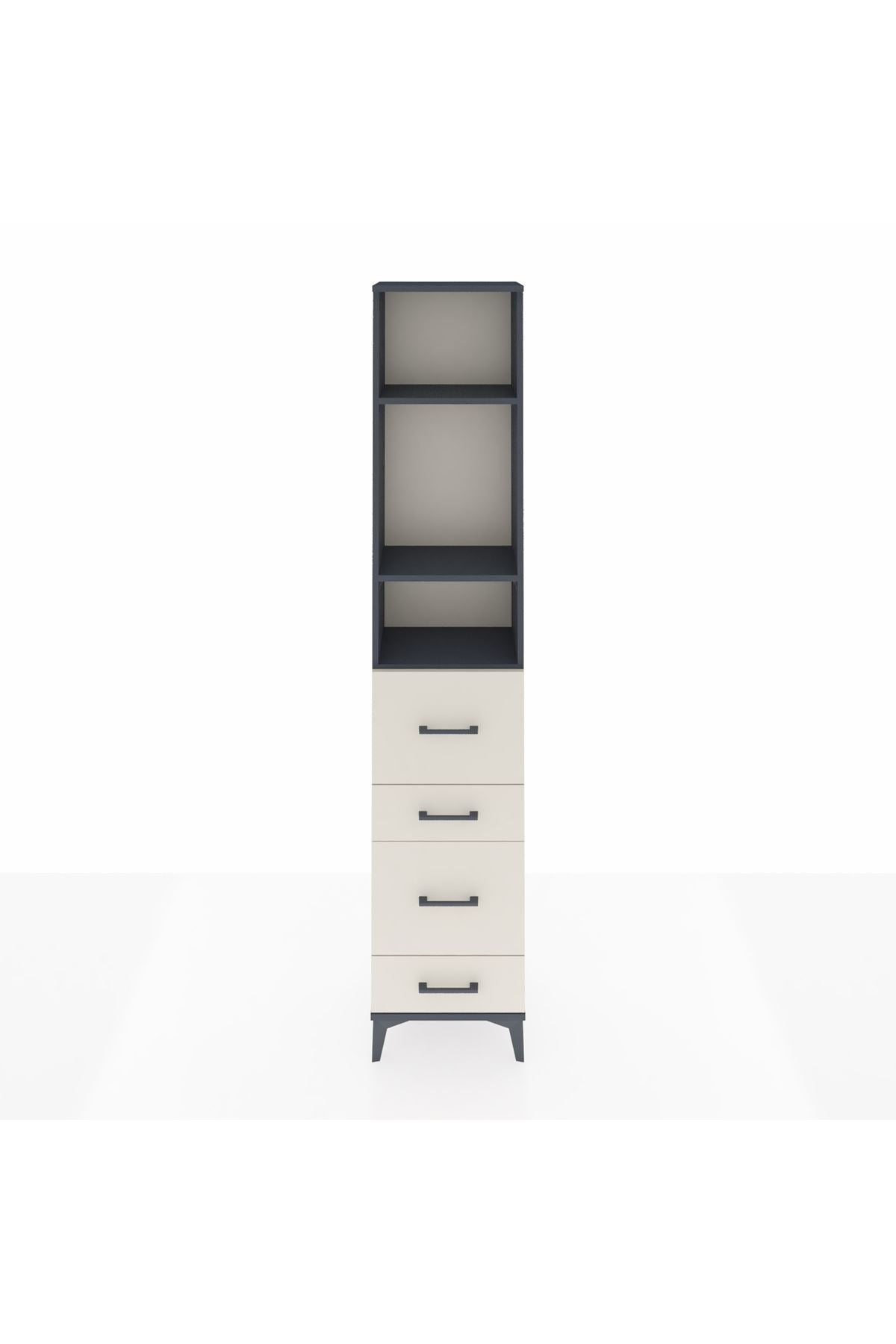 Arges Dolap 3 Raflı 4 Çekmeceli 44x30x221 Antrasit-Aytaşı