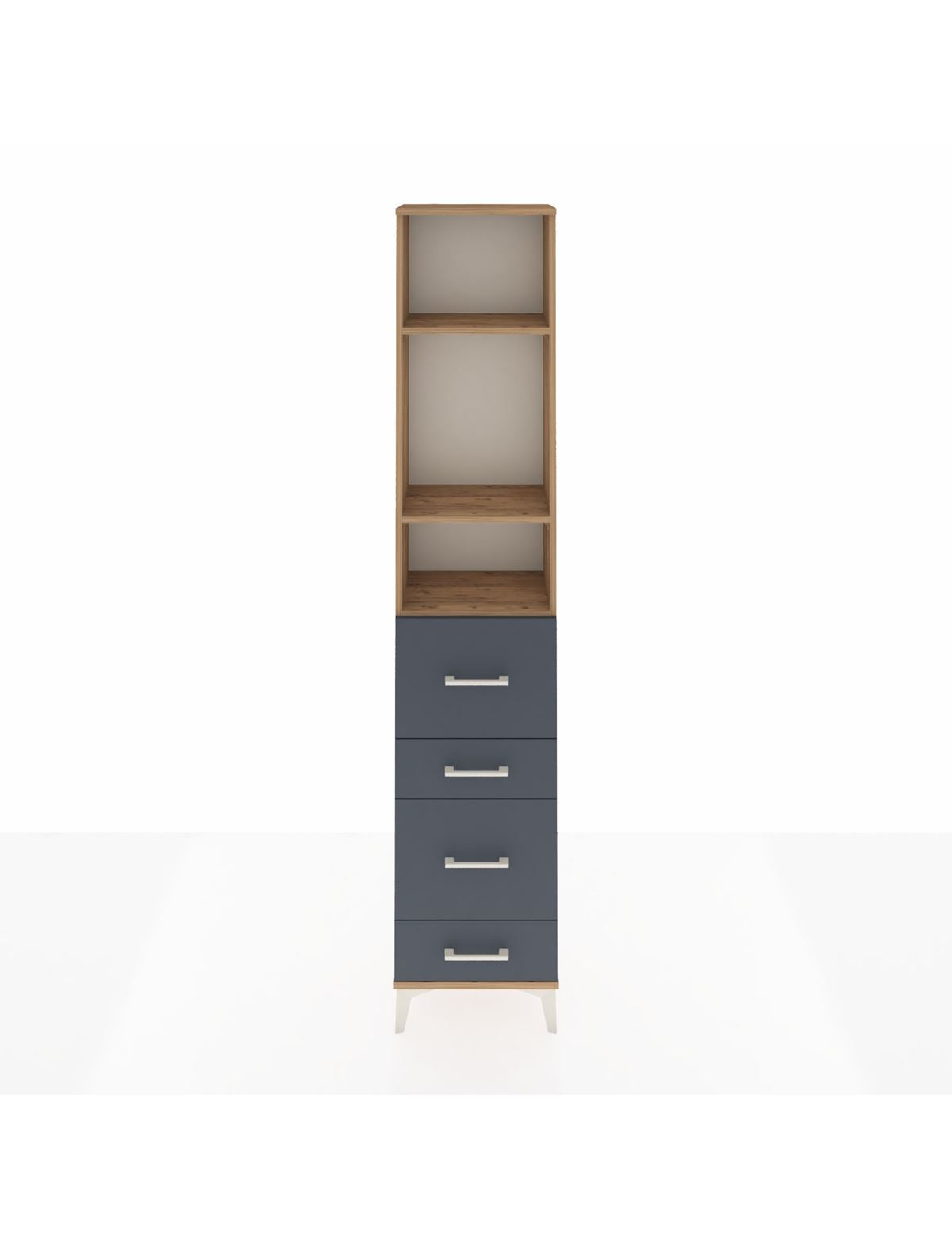 Arges Dolap 3 Raflı 4 Çekmeceli 44x30x221 Çam-Antrasit