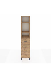 Arges Dolap 3 Raflı 4 Çekmeceli 44x30x221 Çam-Çam