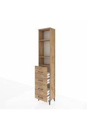 Arges Dolap 3 Raflı 4 Çekmeceli 44x30x221 Çam-Çam