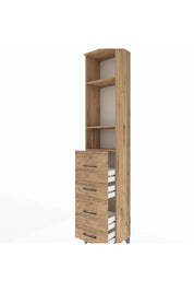 Arges Dolap 3 Raflı 4 Çekmeceli 44x30x221 Çam-Çam