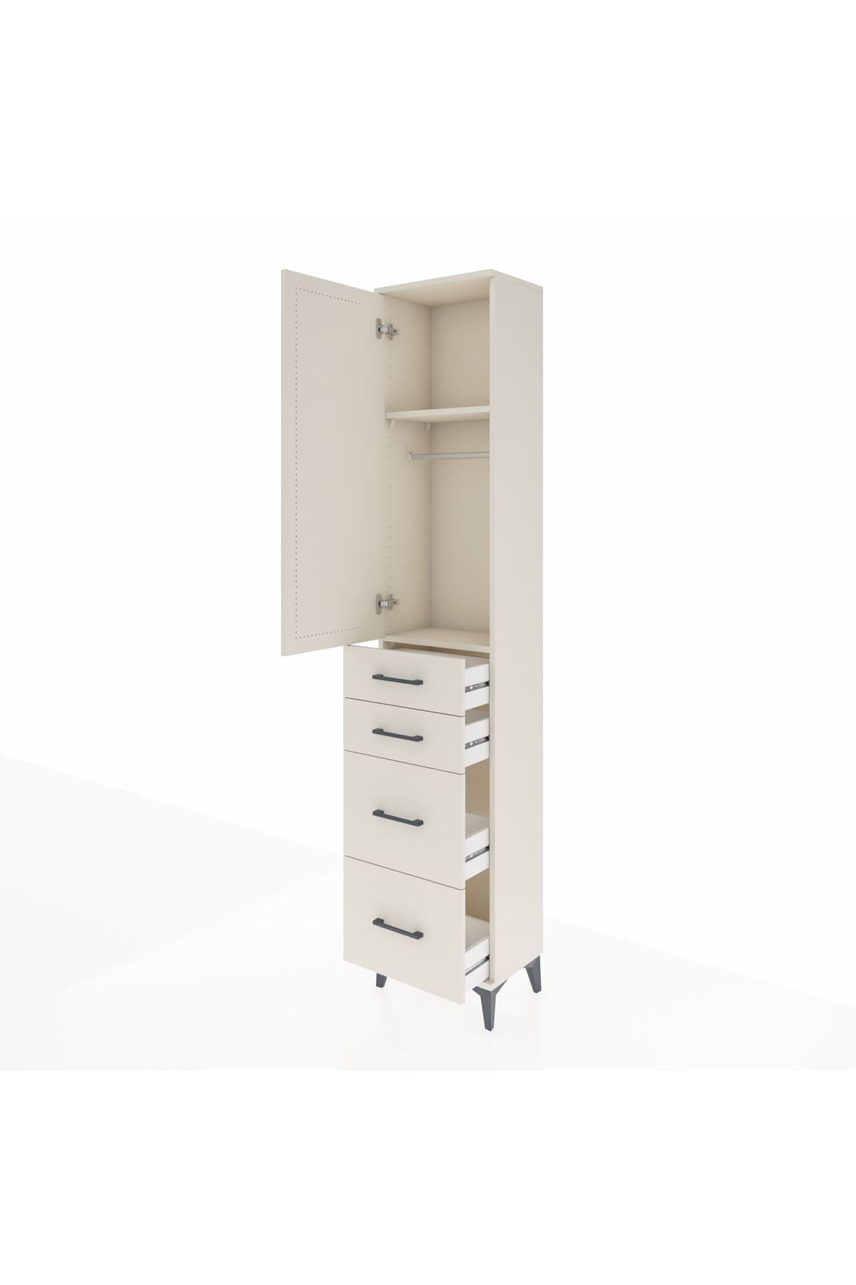 Arges Dolap 2 Raflı 4 Çekmeceli Tek Askılı 44x30x221 Aytaşı-Aytaşı