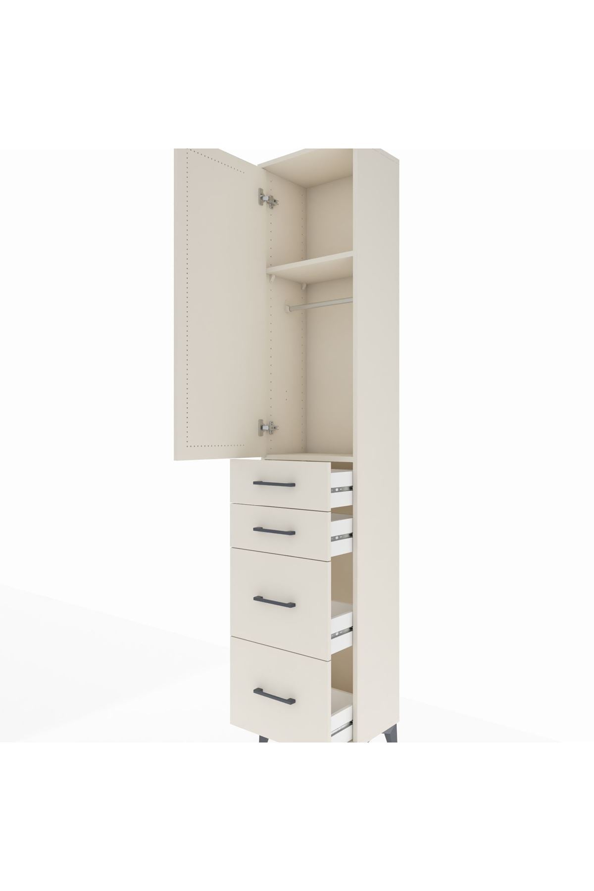 Arges Dolap 2 Raflı 4 Çekmeceli Tek Askılı 44x30x221 Aytaşı-Aytaşı