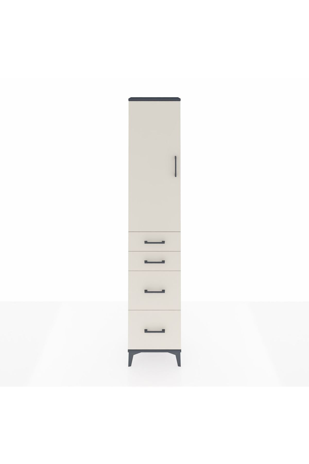 Arges Dolap 2 Raflı 4 Çekmeceli Tek Askılı 44x30x221 Antrasit-Aytaşı