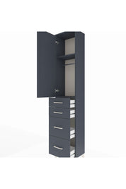 Arges Dolap 2 Raflı 4 Çekmeceli Tek Askılı 44x30x221 Antrasit-Antrasit