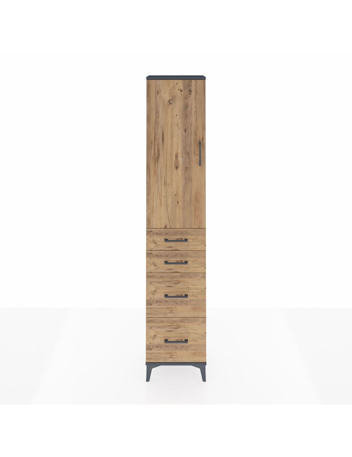 Arges Dolap 2 Raflı 4 Çekmeceli Tek Askılı 44x30x221 Antrasit-Çam