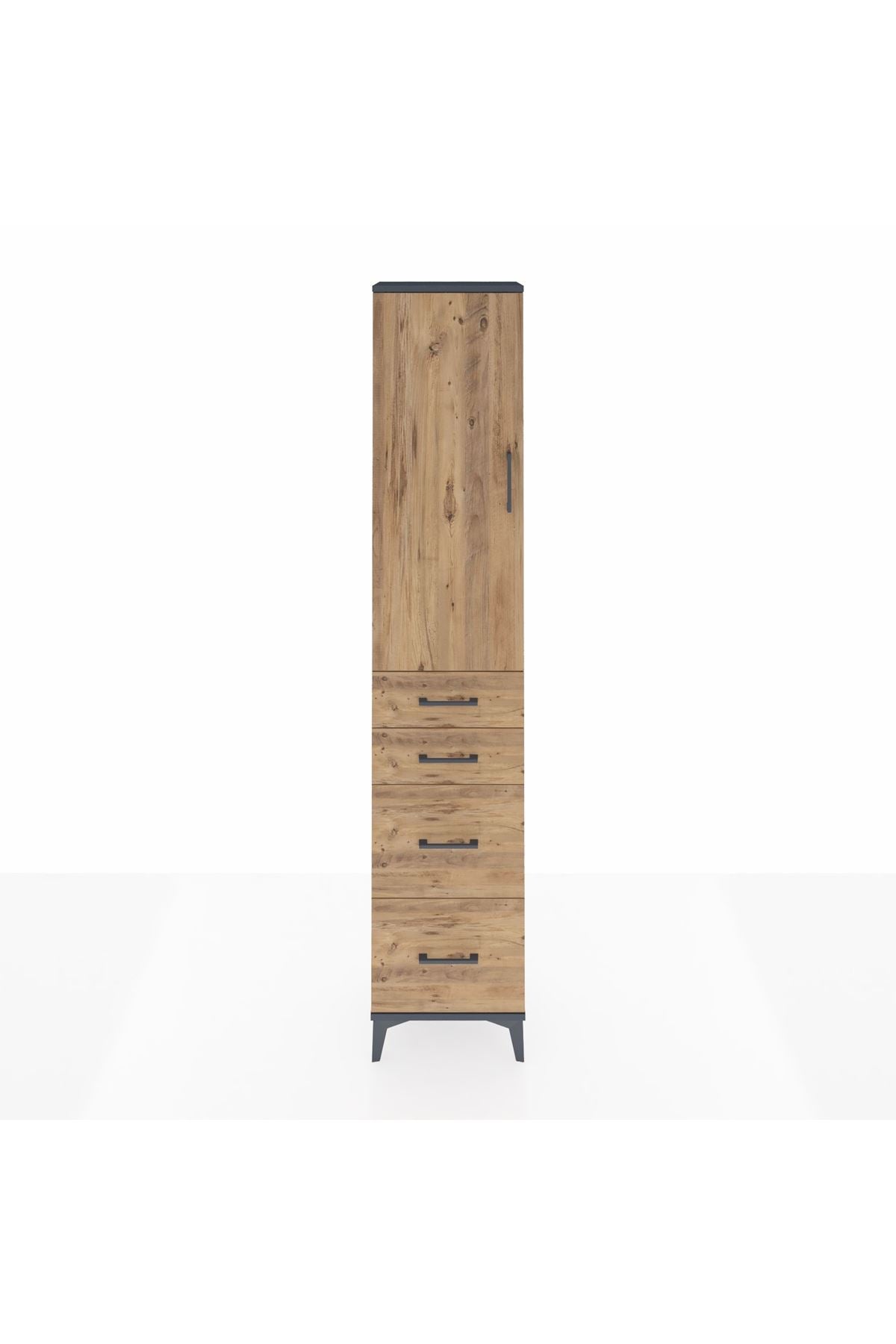 Arges Dolap 2 Raflı 4 Çekmeceli Tek Askılı 44x30x221 Antrasit-Çam