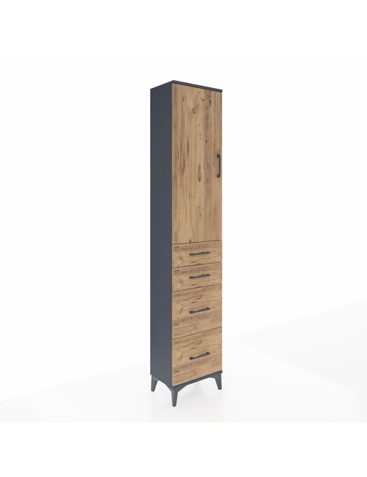 Arges Dolap 2 Raflı 4 Çekmeceli Tek Askılı 44x30x221 Antrasit-Çam