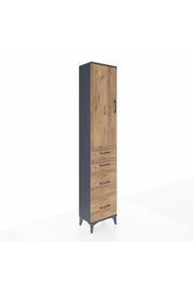 Arges Dolap 2 Raflı 4 Çekmeceli Tek Askılı 44x30x221 Antrasit-Çam