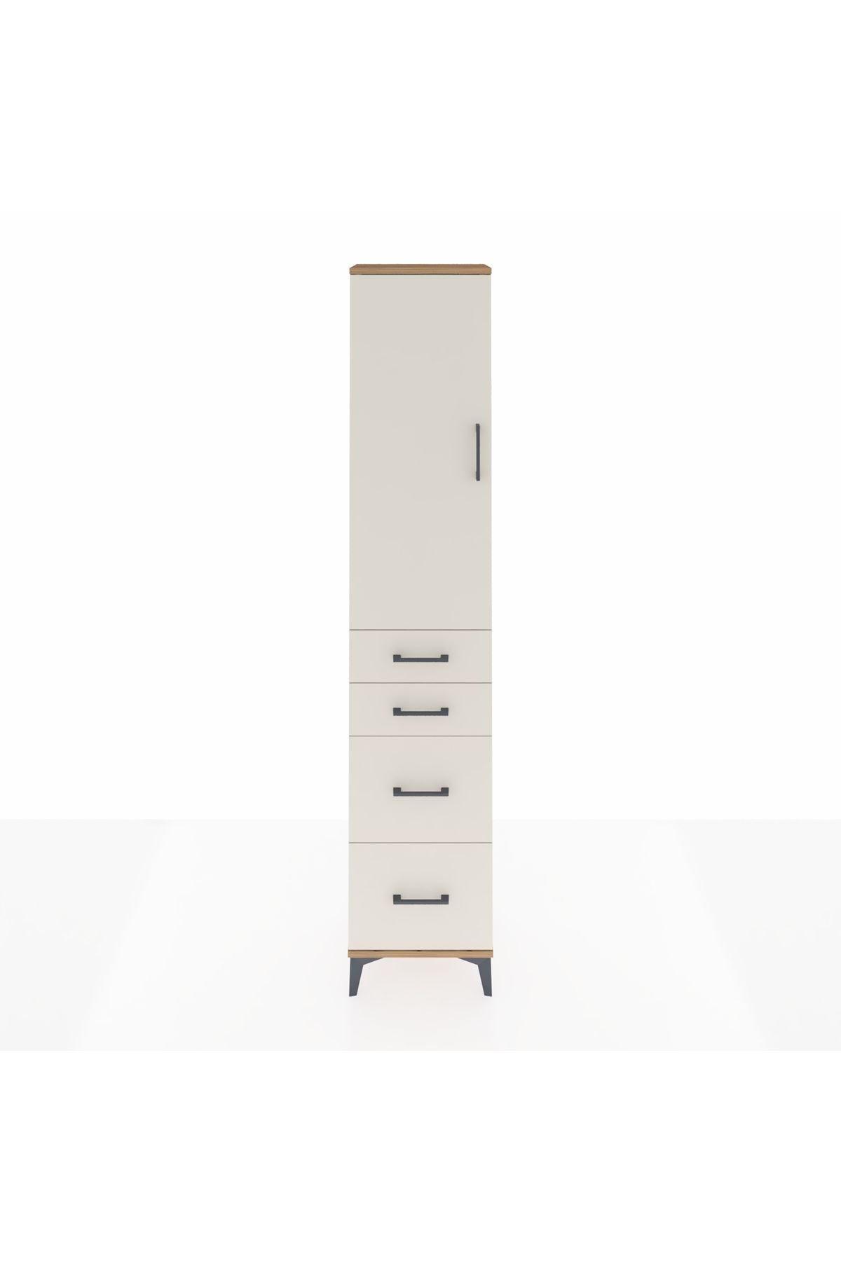 Arges Dolap 2 Raflı 4 Çekmeceli Tek Askılı 44x30x221 Çam-Aytaşı