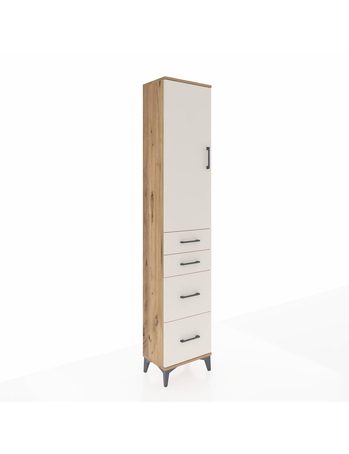 Arges Dolap 2 Raflı 4 Çekmeceli Tek Askılı 44x30x221 Çam-Aytaşı