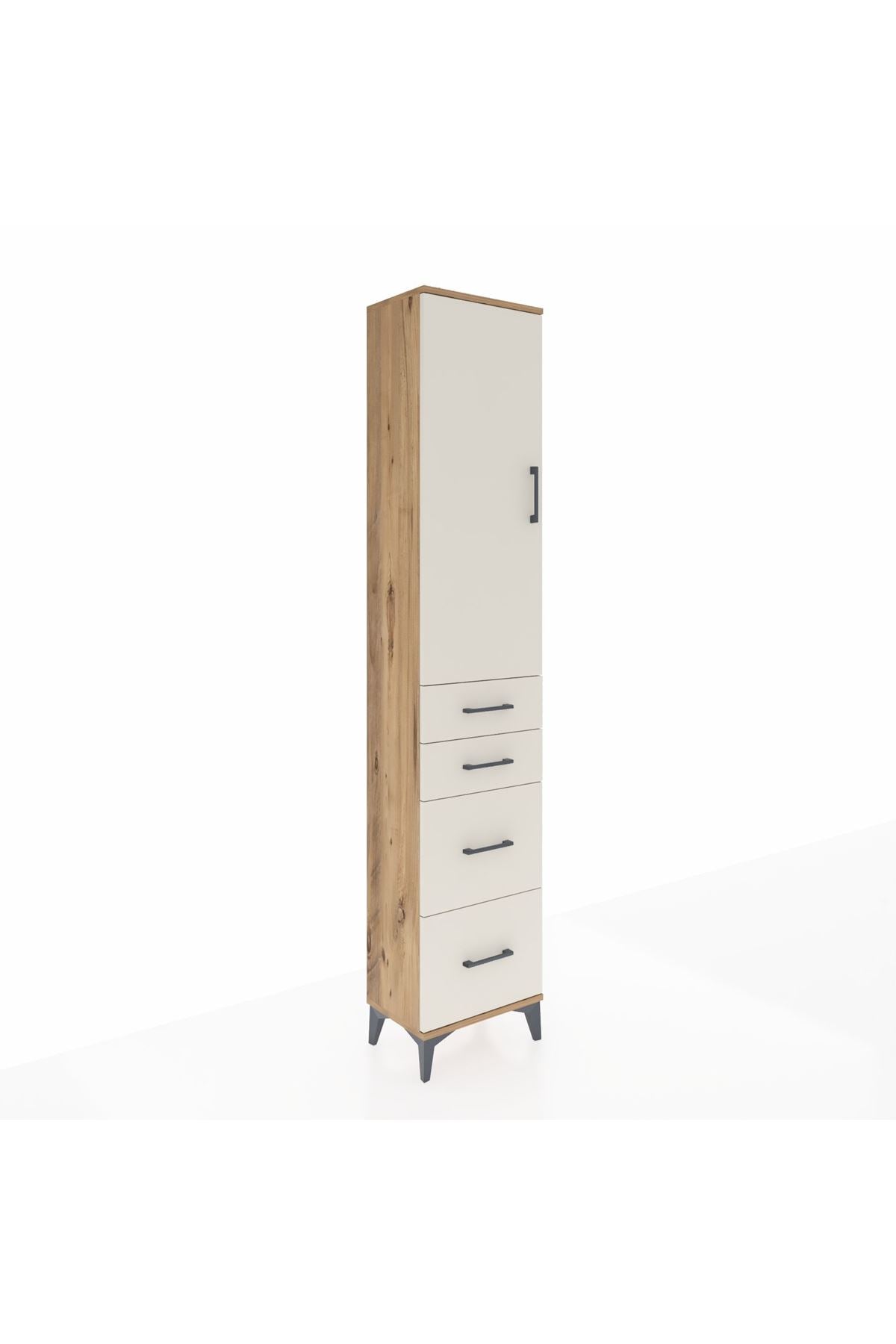 Arges Dolap 2 Raflı 4 Çekmeceli Tek Askılı 44x30x221 Çam-Aytaşı