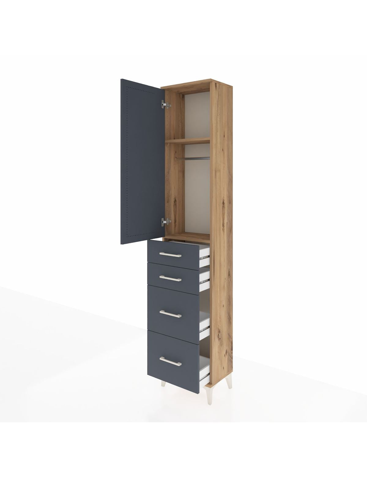 Arges Dolap 2 Raflı 4 Çekmeceli Tek Askılı 44x30x221 - S28M130V8A