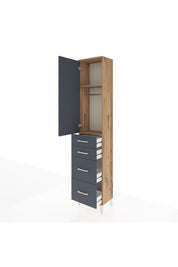 Arges Dolap 2 Raflı 4 Çekmeceli Tek Askılı 44x30x221 Çam-Antrasit