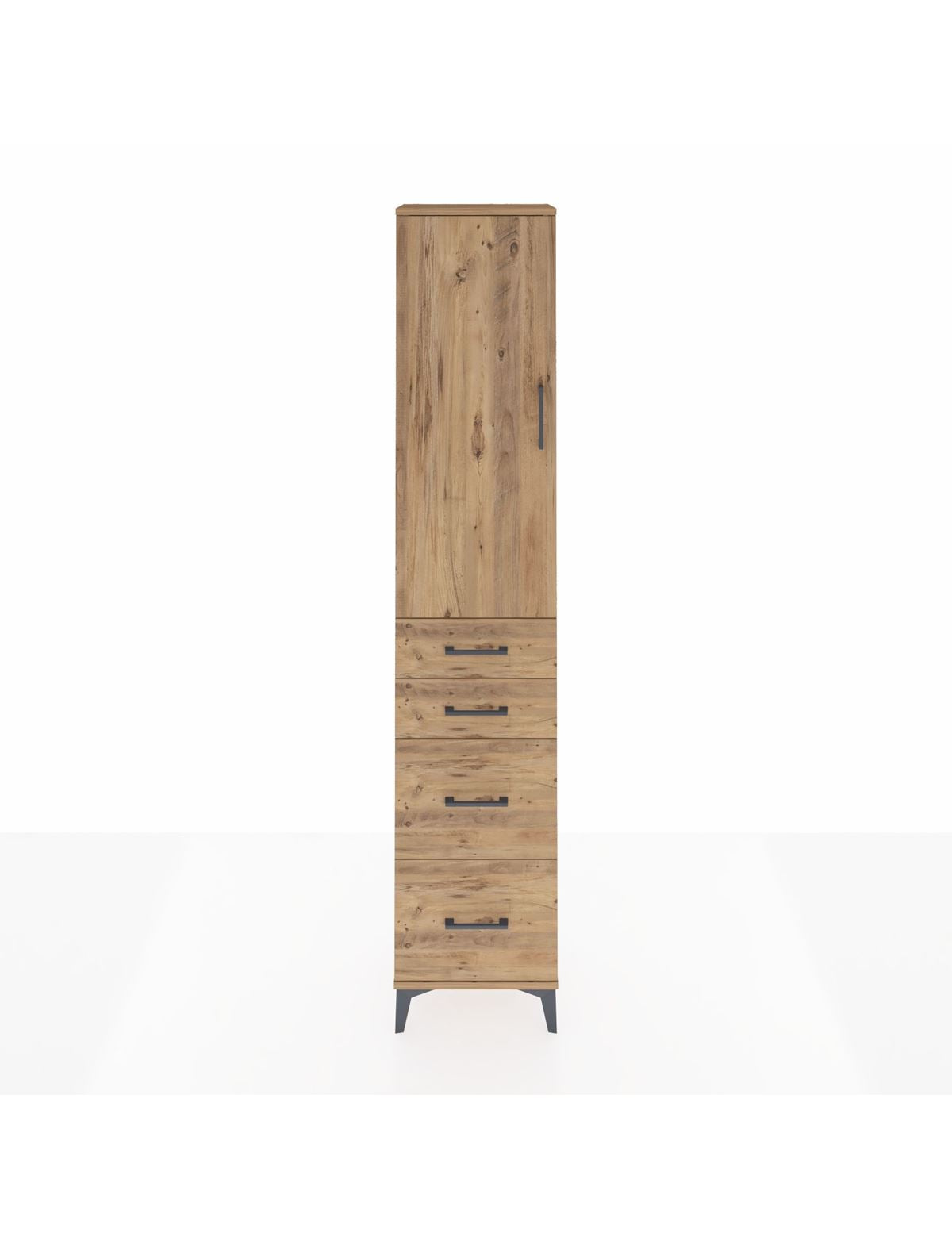 Arges Dolap 2 Raflı 4 Çekmeceli Tek Askılı 44x30x221 Çam-Çam