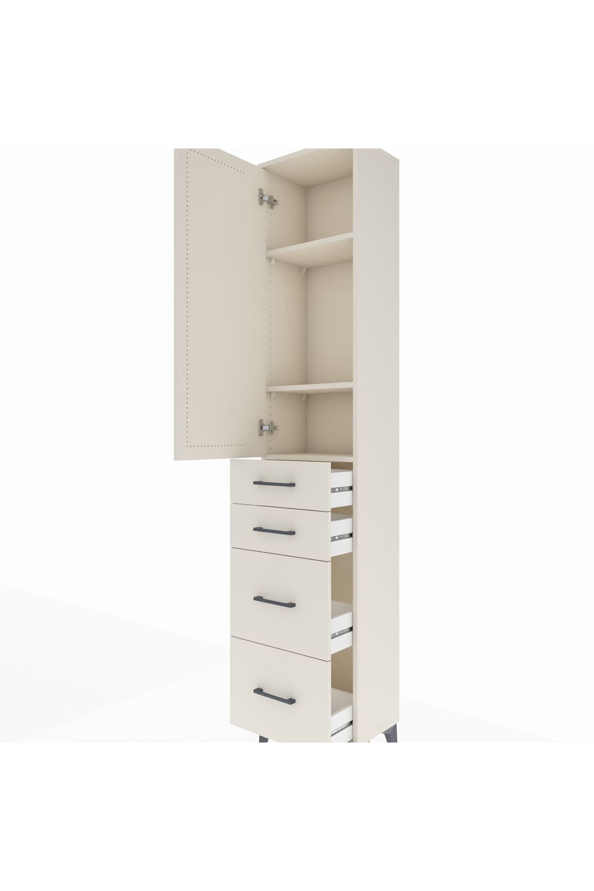 Arges Dolap 3 Raflı 4 Çekmeceli Tek Kapaklı 44x30x221 Aytaşı-Aytaşı