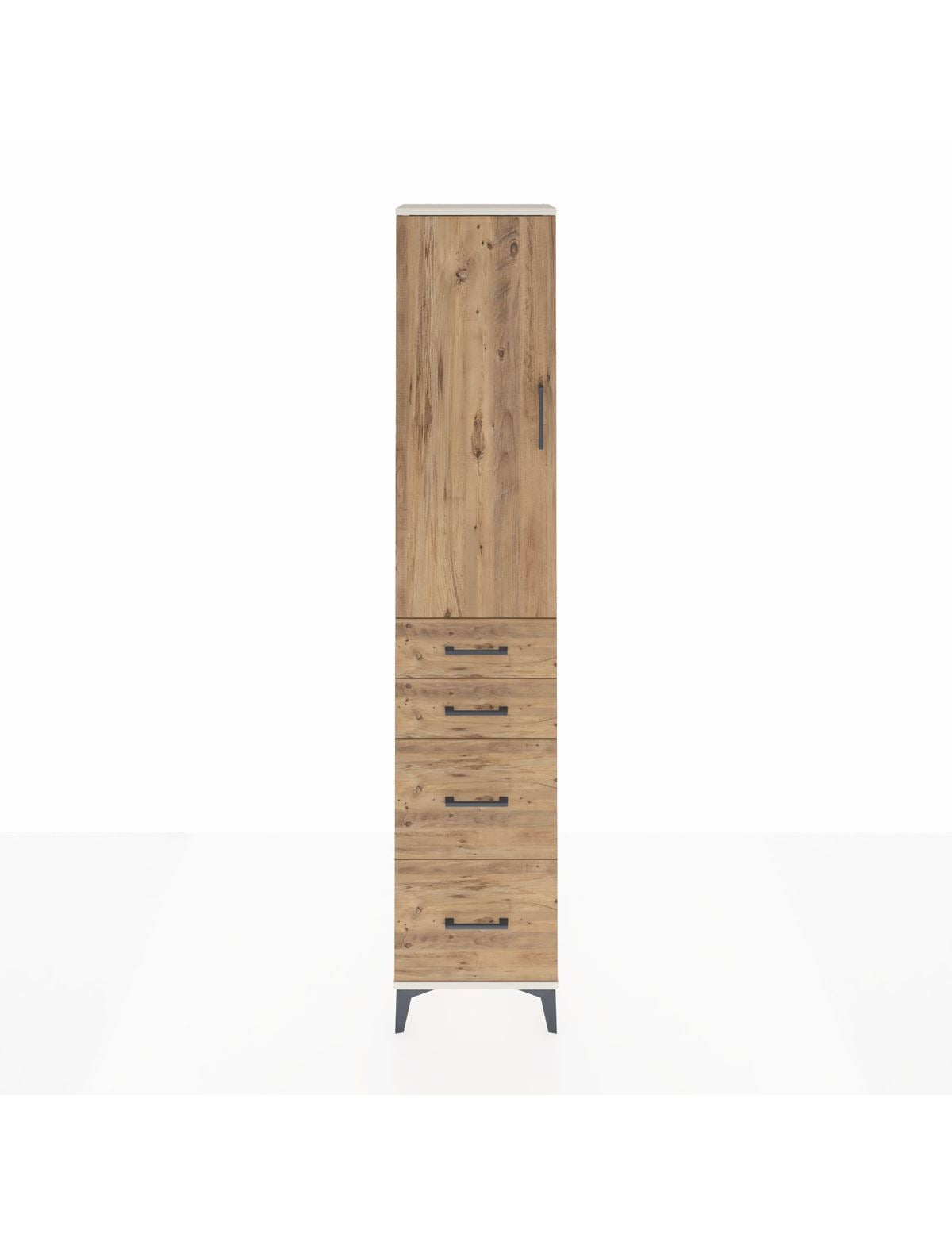 Arges Dolap 3 Raflı 4 Çekmeceli Tek Kapaklı 44x30x221 Aytaşı-Çam