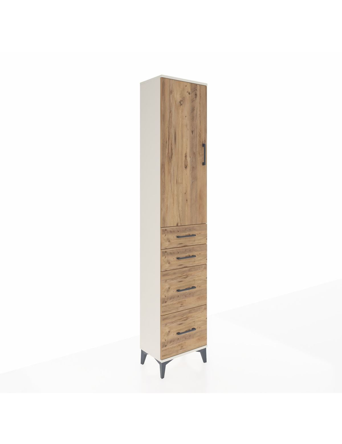 Arges Dolap 3 Raflı 4 Çekmeceli Tek Kapaklı 44x30x221 Aytaşı-Çam