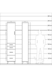 Arges Dolap 3 Raflı 4 Çekmeceli Tek Kapaklı 44x30x221 Aytaşı-Çam