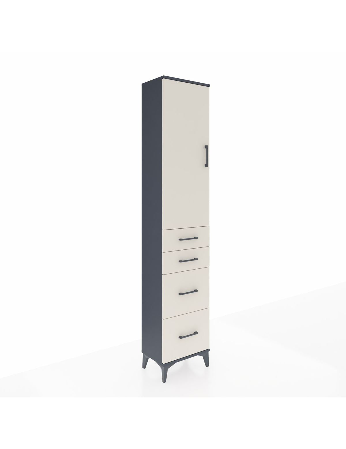 Arges Dolap 3 Raflı 4 Çekmeceli Tek Kapaklı 44x30x221 Antrasit-Aytaşı