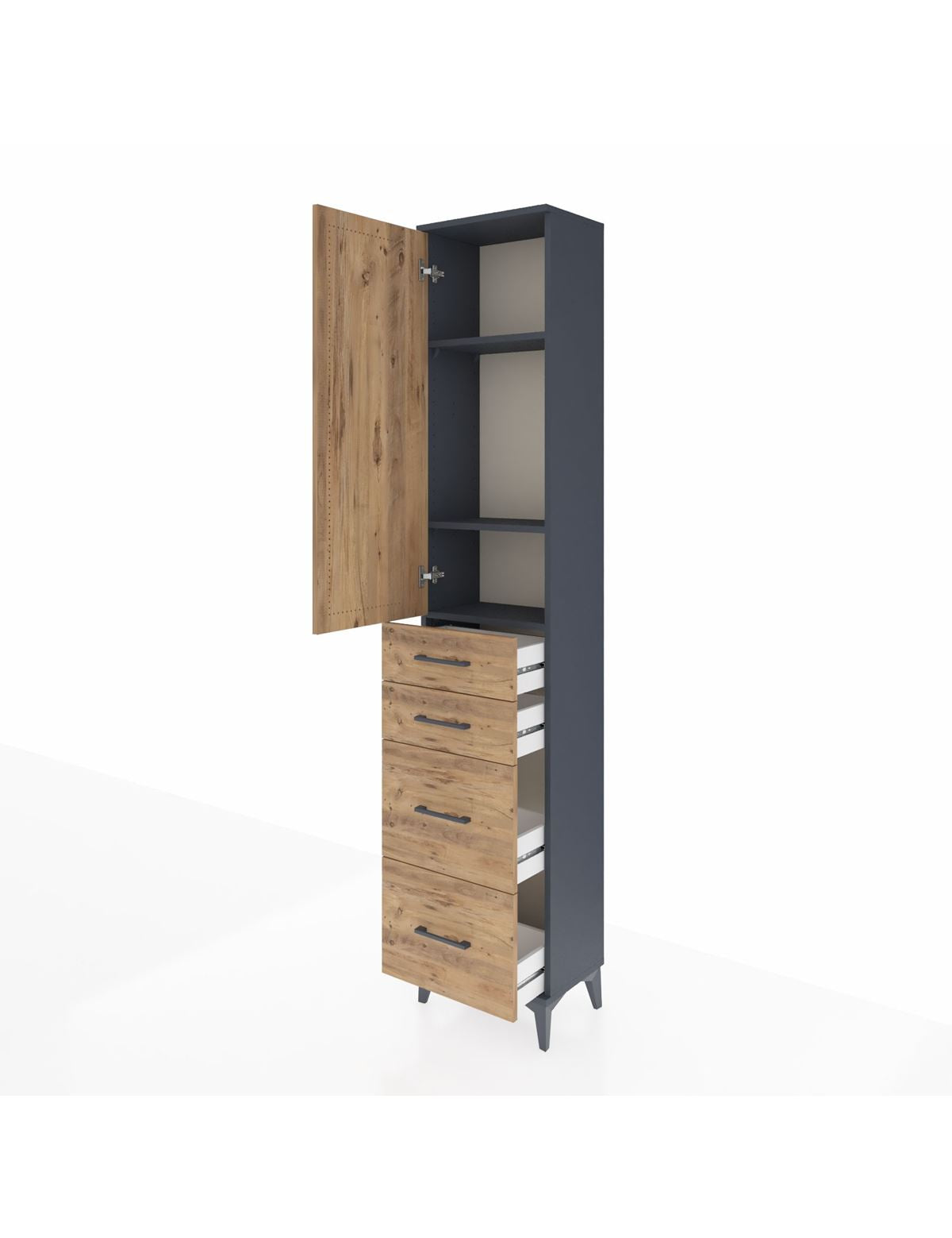 Arges Dolap 3 Raflı 4 Çekmeceli Tek Kapaklı 44x30x221 - S28M131V6A
