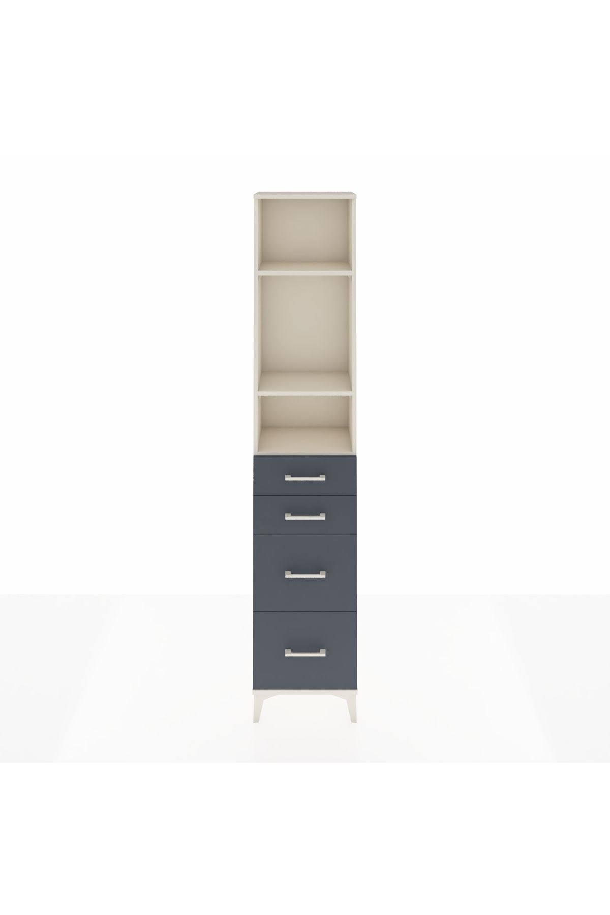 Arges Dolap 3 Raflı 4 Çekmeceli 44x30x221 Aytaşı-Antrasit