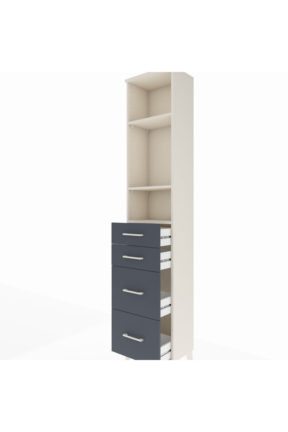 Arges Dolap 3 Raflı 4 Çekmeceli 44x30x221 Aytaşı-Antrasit