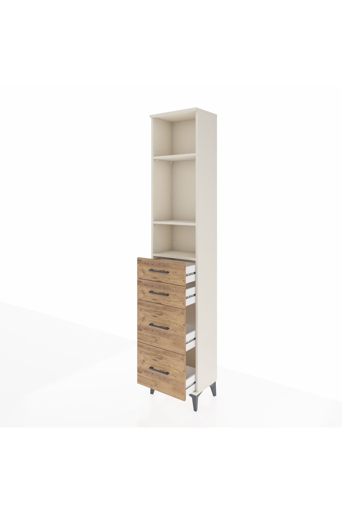 Arges Dolap 3 Raflı 4 Çekmeceli 44x30x221 Aytaşı-Çam