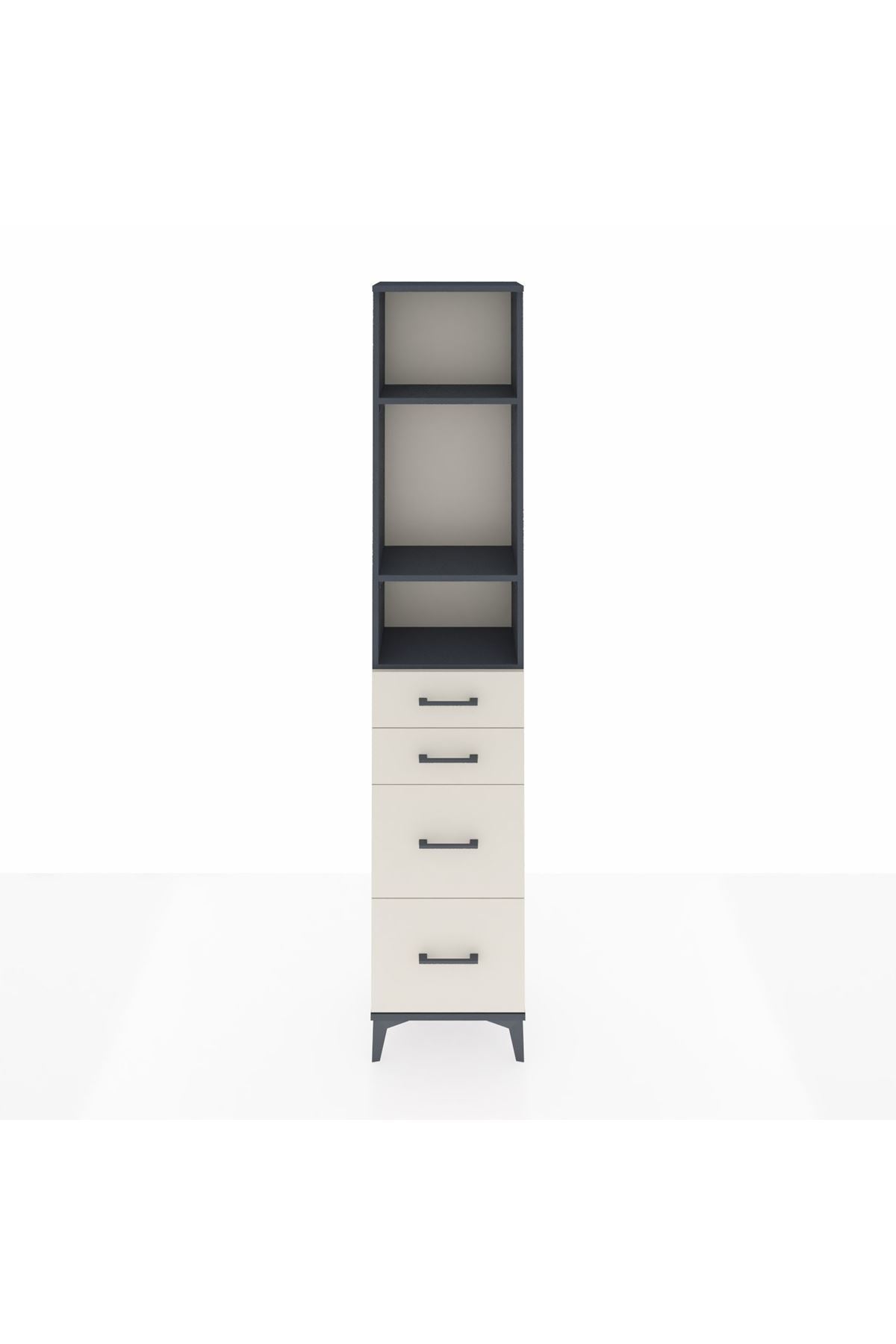 Arges Dolap 3 Raflı 4 Çekmeceli 44x30x221 Antrasit-Aytaşı