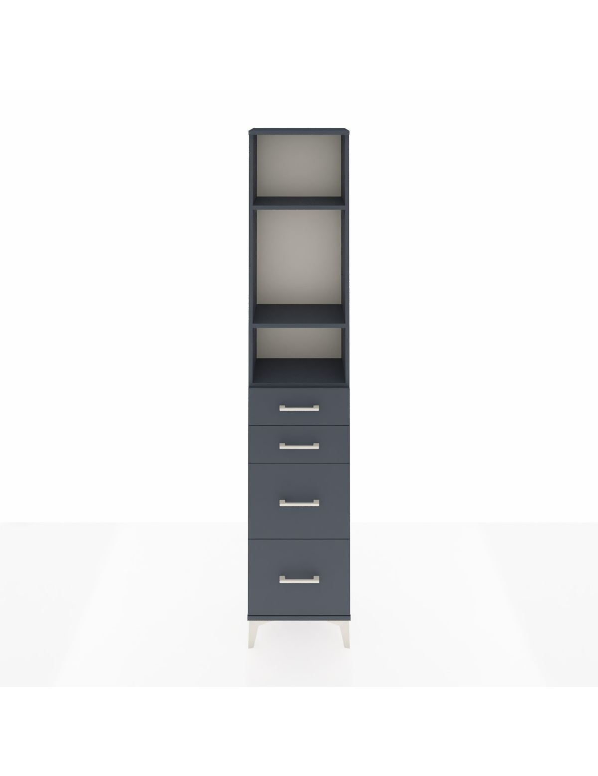 Arges Dolap 3 Raflı 4 Çekmeceli 44x30x221 Antrasit-Antrasit