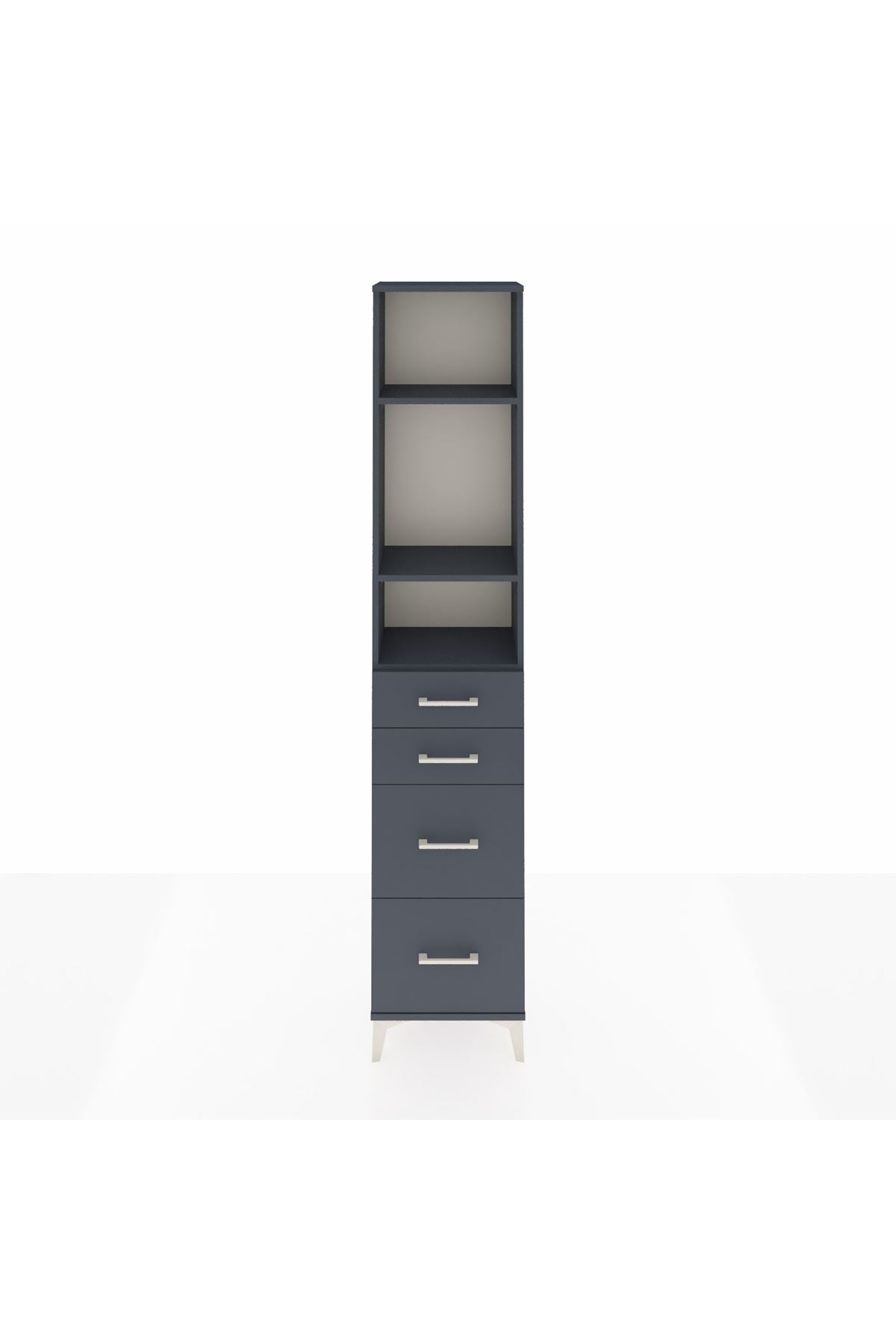 Arges Dolap 3 Raflı 4 Çekmeceli 44x30x221 Antrasit-Antrasit