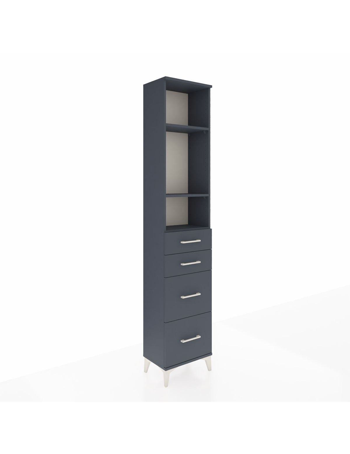 Arges Dolap 3 Raflı 4 Çekmeceli 44x30x221 Antrasit-Antrasit