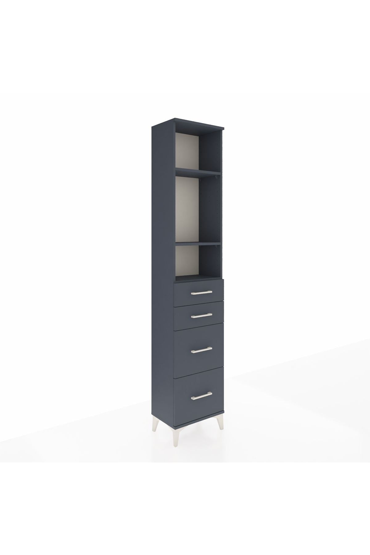 Arges Dolap 3 Raflı 4 Çekmeceli 44x30x221 Antrasit-Antrasit