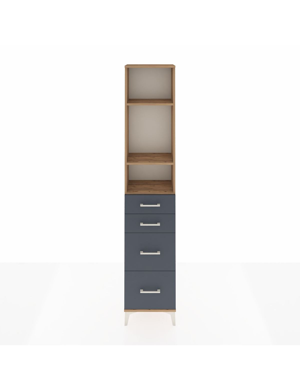 Arges Dolap 3 Raflı 4 Çekmeceli 44x30x221 Çam-Antrasit