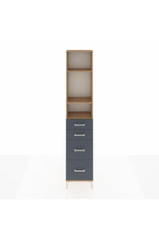 Arges Dolap 3 Raflı 4 Çekmeceli 44x30x221 Çam-Antrasit