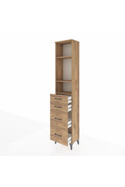 Arges Dolap 3 Raflı 4 Çekmeceli 44x30x221 Çam-Çam