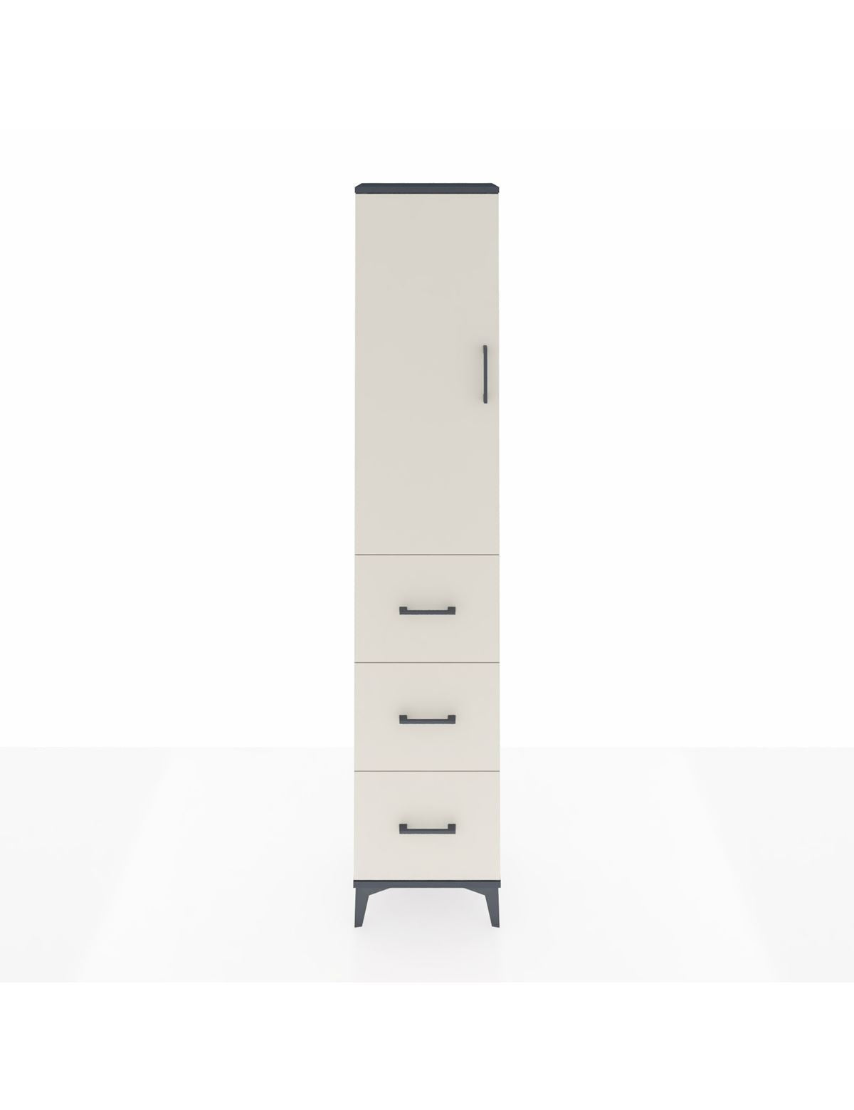 Arges Dolap 2 Raflı 3 Çekmeceli Tek Askılı 44x30x221 Antrasit-Aytaşı