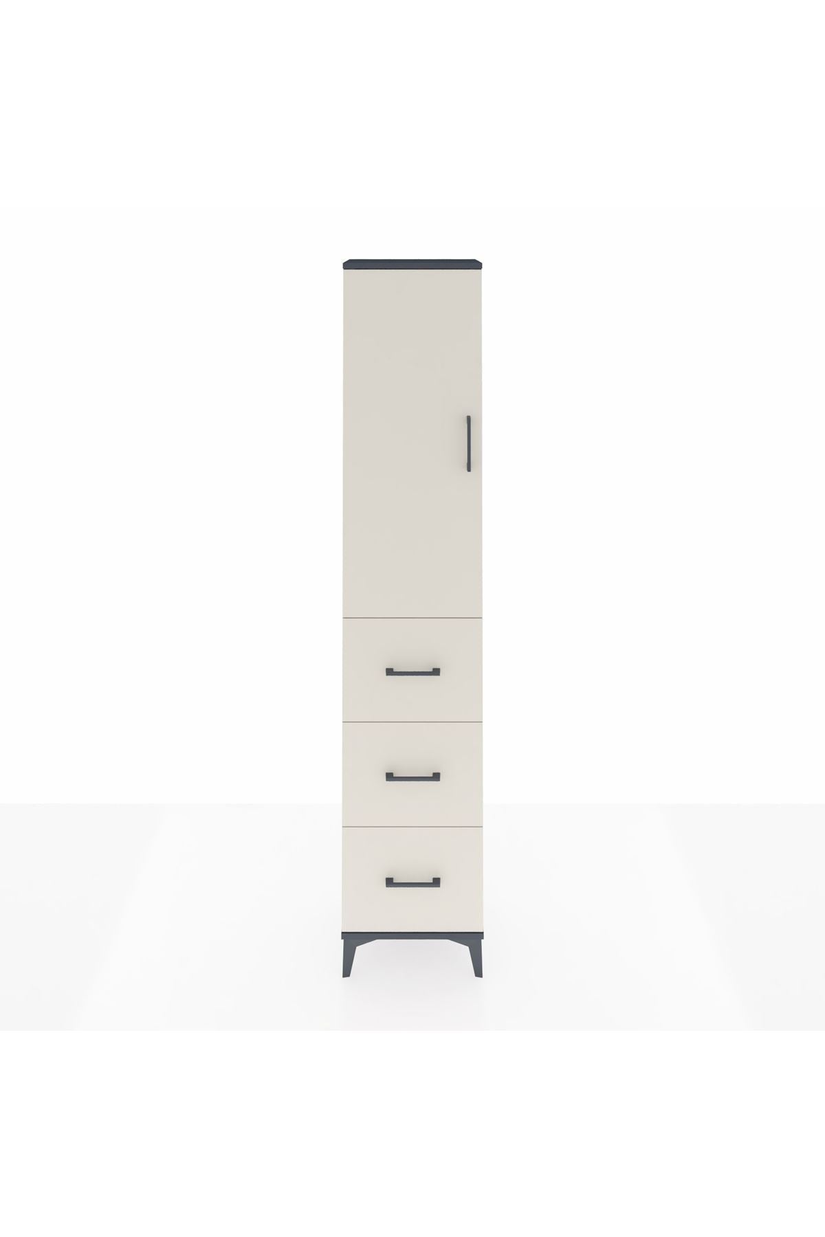 Arges Dolap 2 Raflı 3 Çekmeceli Tek Askılı 44x30x221 Antrasit-Aytaşı