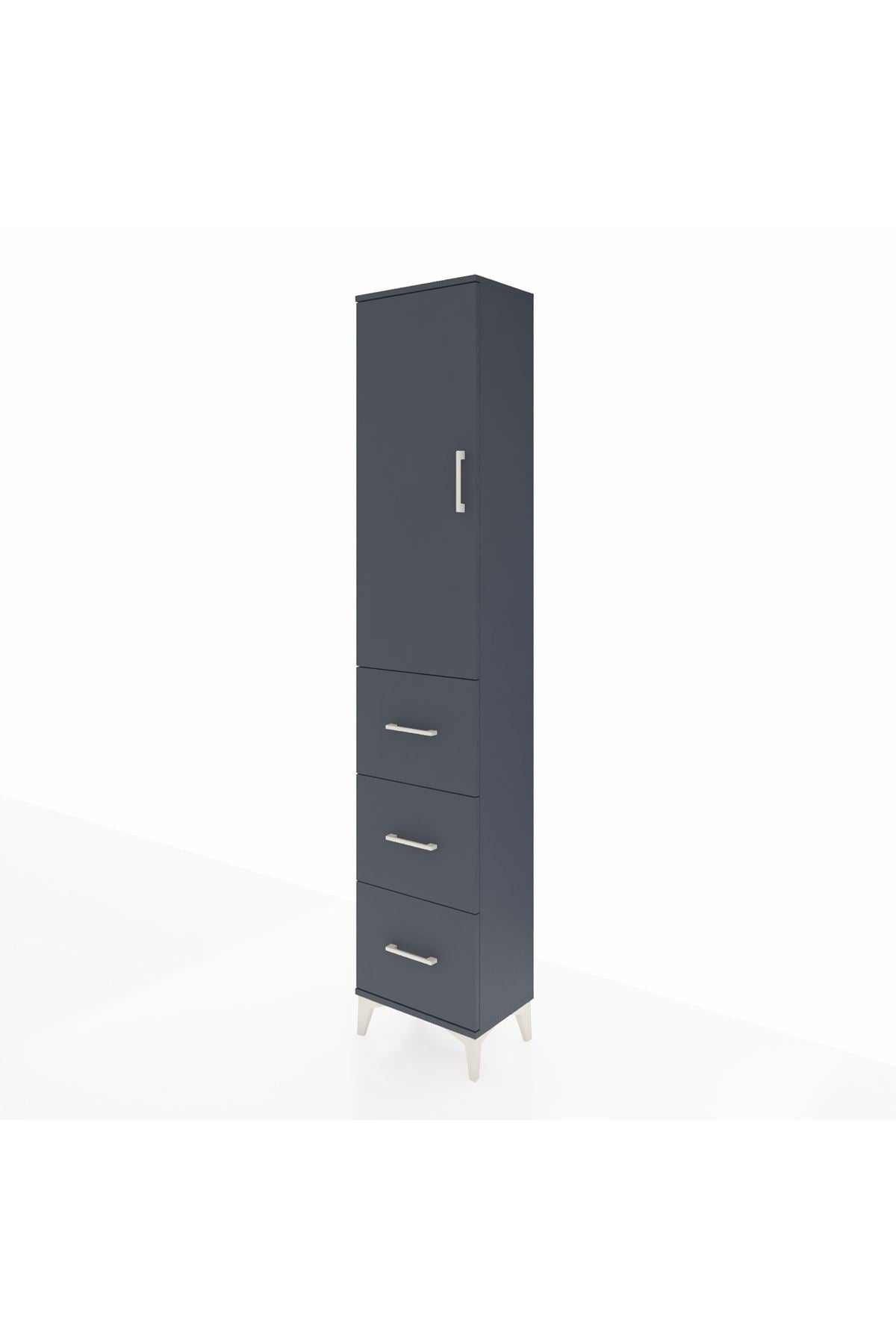 Arges Dolap 2 Raflı 3 Çekmeceli Tek Askılı 44x30x221 Antrasit-Antrasit