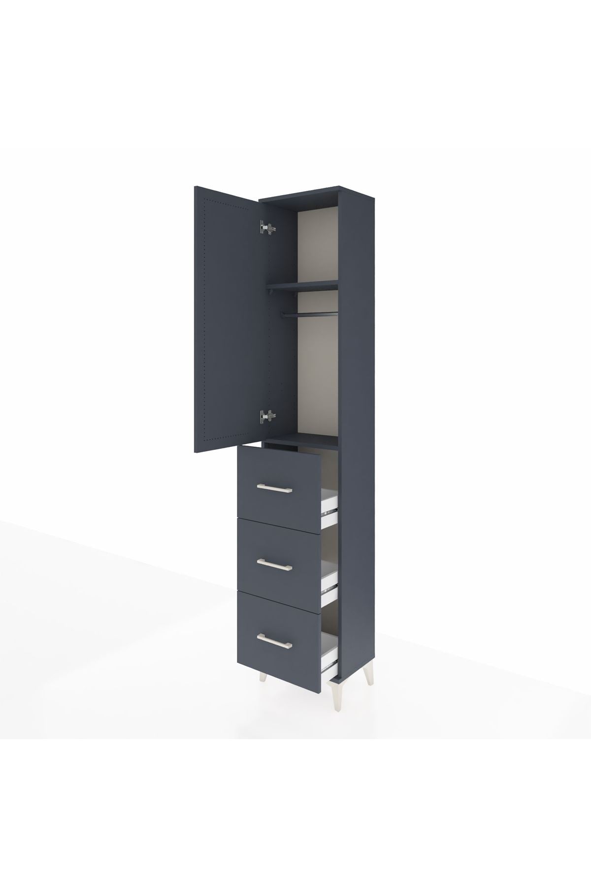 Arges Dolap 2 Raflı 3 Çekmeceli Tek Askılı 44x30x221 Antrasit-Antrasit