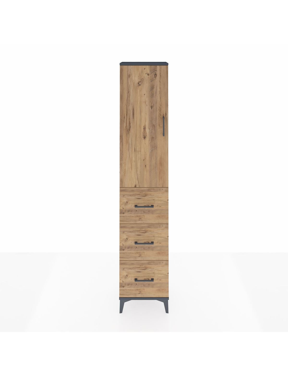 Arges Dolap 2 Raflı 3 Çekmeceli Tek Askılı 44x30x221 Antrasit-Çam