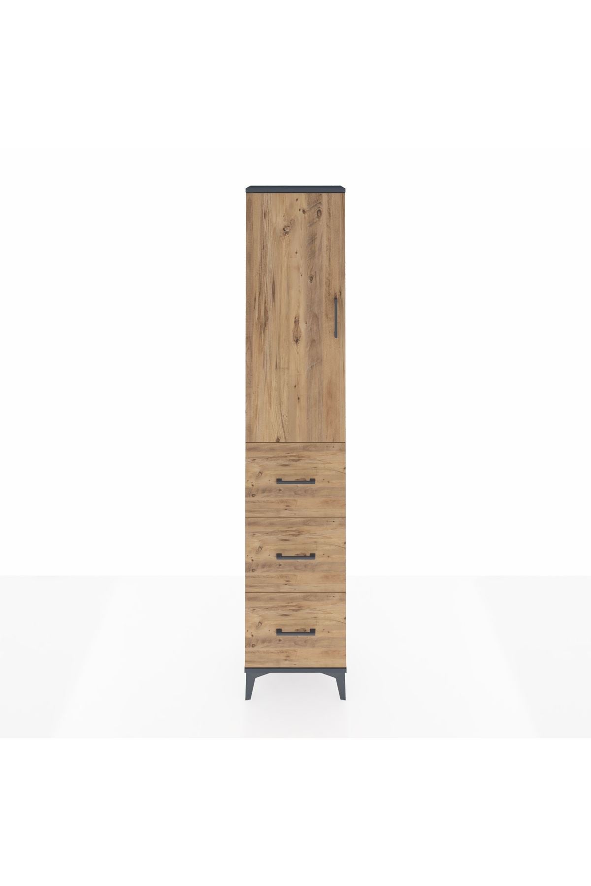 Arges Dolap 2 Raflı 3 Çekmeceli Tek Askılı 44x30x221 Antrasit-Çam