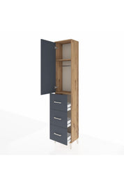 Arges Dolap 2 Raflı 3 Çekmeceli Tek Askılı 44x30x221 Çam-Antrasit