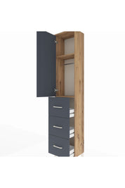 Arges Dolap 2 Raflı 3 Çekmeceli Tek Askılı 44x30x221 Çam-Antrasit