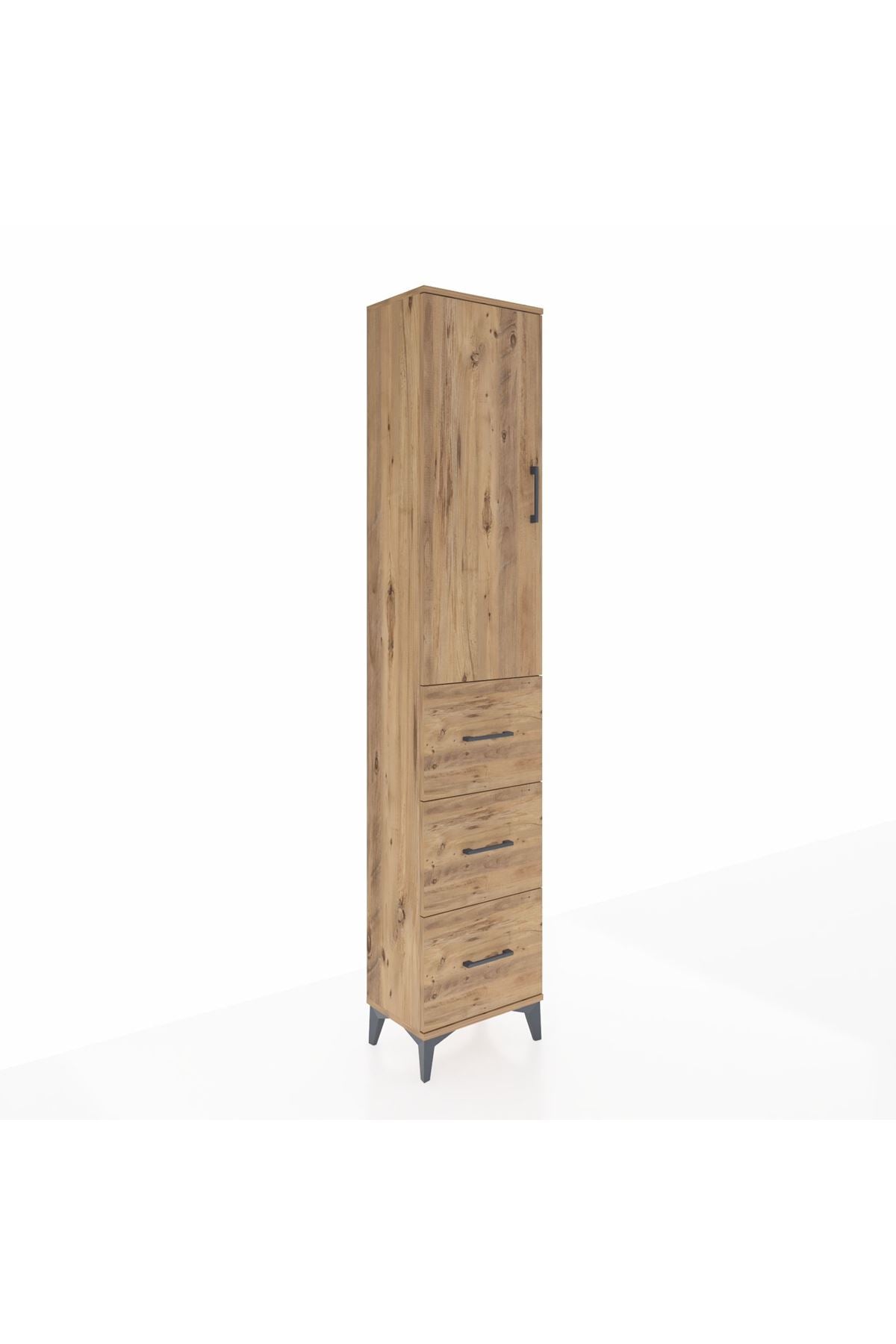 Arges Dolap 2 Raflı 3 Çekmeceli Tek Askılı 44x30x221 Çam-Çam