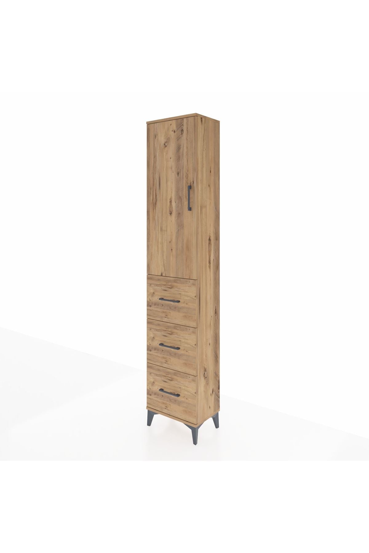 Arges Dolap 2 Raflı 3 Çekmeceli Tek Askılı 44x30x221 Çam-Çam