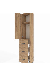 Arges Dolap 2 Raflı 3 Çekmeceli Tek Askılı 44x30x221 Çam-Çam