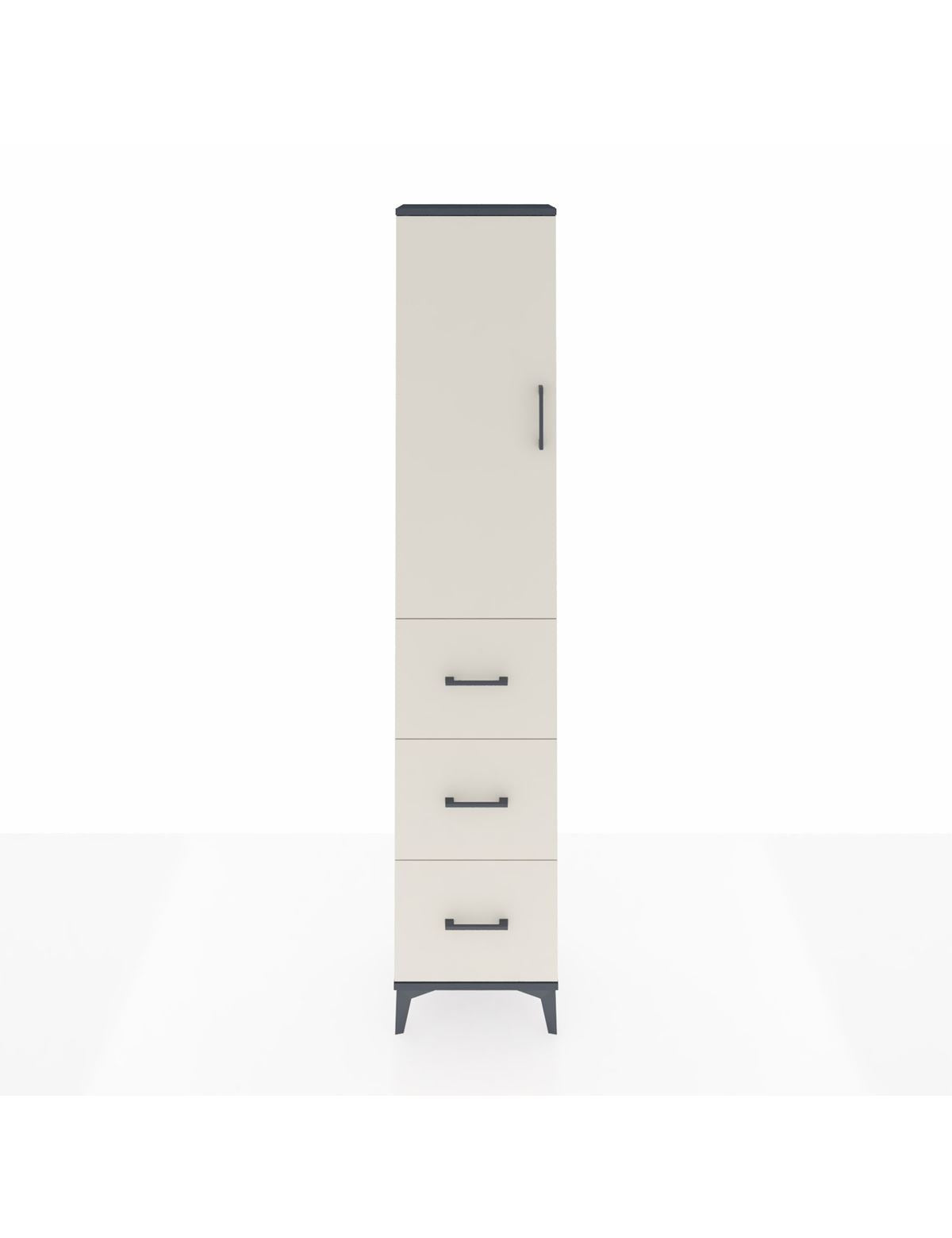 Arges Dolap 3 Raflı 3 Çekmeceli Tek Kapaklı 44x30x221 Antrasit-Aytaşı