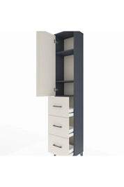 Arges Dolap 3 Raflı 3 Çekmeceli Tek Kapaklı 44x30x221 Antrasit-Aytaşı