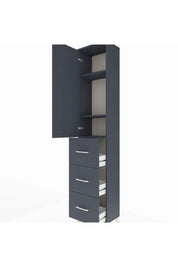 Arges Dolap 3 Raflı 3 Çekmeceli Tek Kapaklı 44x30x221 Antrasit-Antrasit